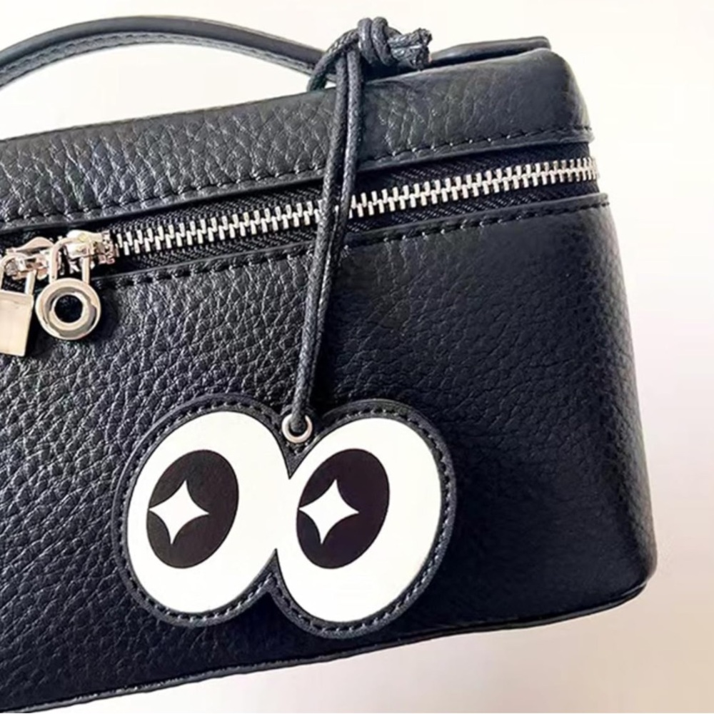 👀NEW Leather Bag Charm Oversized Star Eyes Black & White Cute